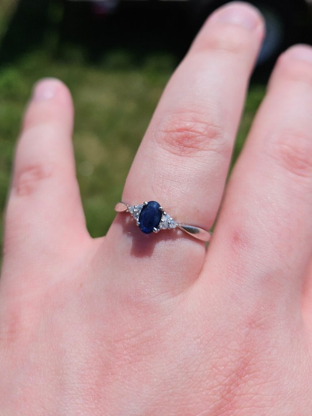 14K Natural Sapphire & Diamond Cluster Band Ring Size 8